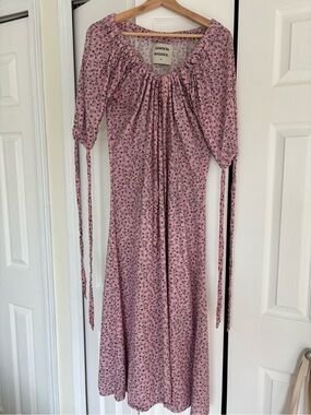 tish poplin midi dress grape embroidery Damson Madder | Dresses | Damson Madder Tish Poplin Midi Dress Grape  Embroidery